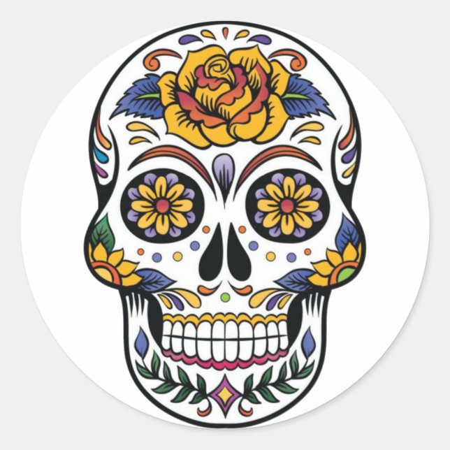 Rond Mexican Skull Sticker (Devant)