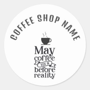 Rond Mignonne drôle Typographie café sticker