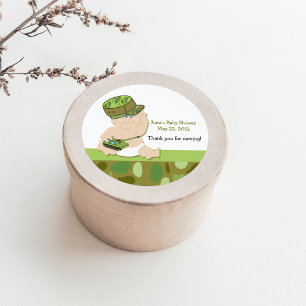 Rond Militaire Camoflauge Baby shower Favoriser Sticker