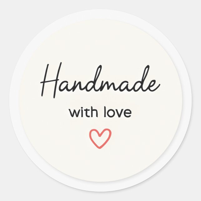Rond Minimal handmade with love sticker (Devant)