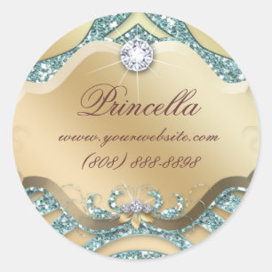 Rond Mode Sticker Zebra Bijoux Sparkel Or Turquoise