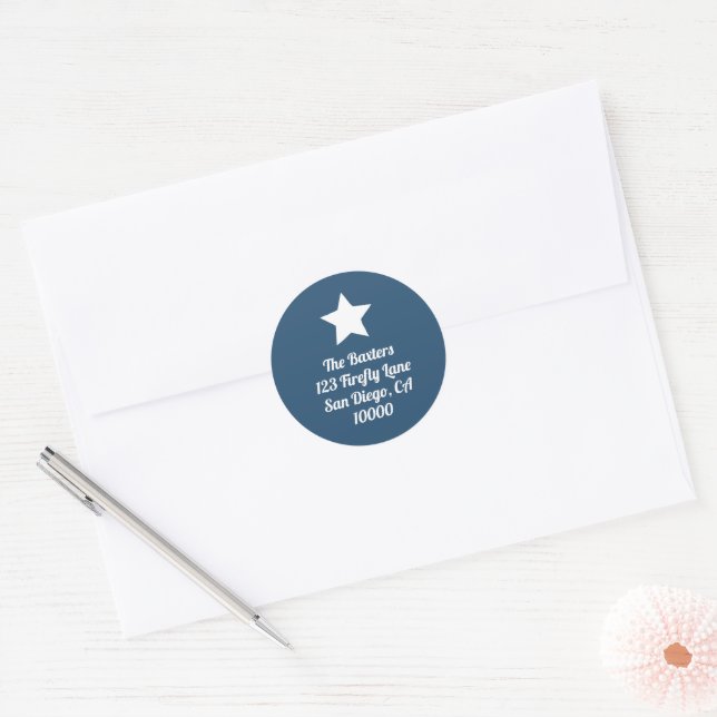 Rond Modern Cut Star Slate Blue Holiday Sticker (Enveloppe)