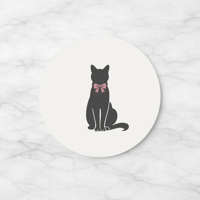 Rond Modern Neutral Cat Seal Sticker (Créateur téléchargé)