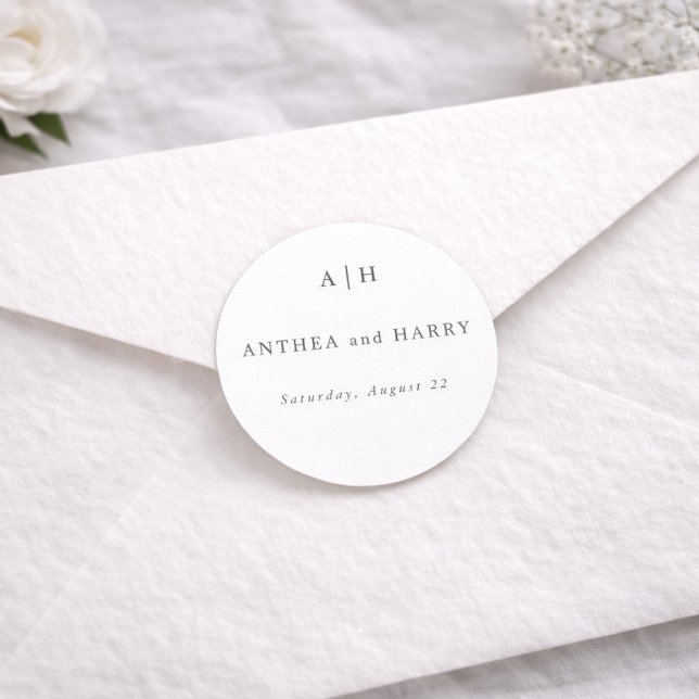 Rond Modern Serif Monogram Round Envelope Seal Sticker (Créateur téléchargé)
