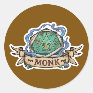 Rond Monk D20 Class Crest Sticker - Funny D&D Monk Dice