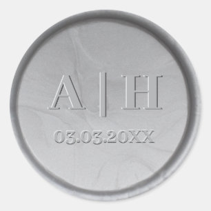 Rond Monogramme Date Silver Sticker de cire Sceau