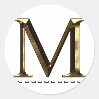 Rond Monogramme lettre d'or M Votre Sticker