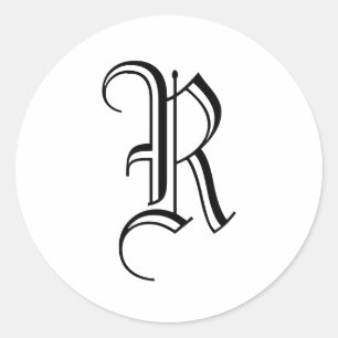 Rond Monogramme R Sticker noir blanc vieux anglais