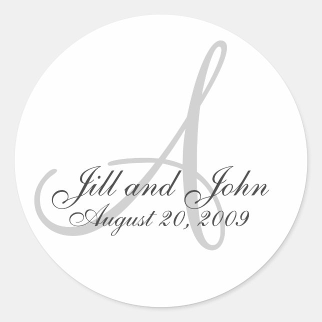 Rond Monogramme Un Sticker Mariage White Bride Groom (Devant)