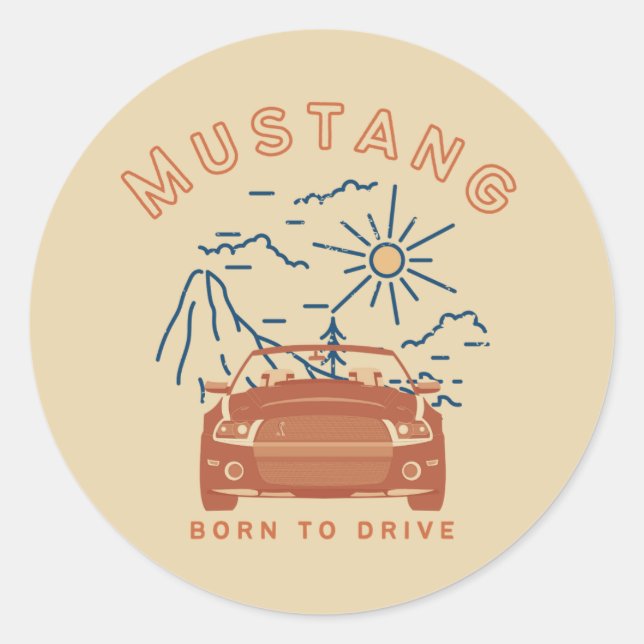 Rond Mustang est né pour conduire Sticker (Devant)