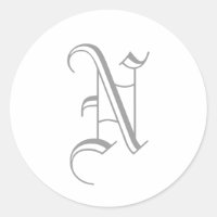 N Lettre Monogram Sticker Grey Old English