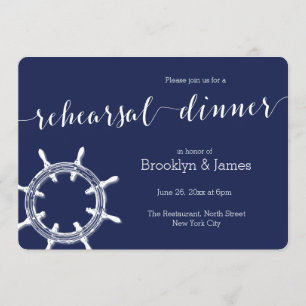 Rond Nautique Mariage Bleu de la Marine Invitation