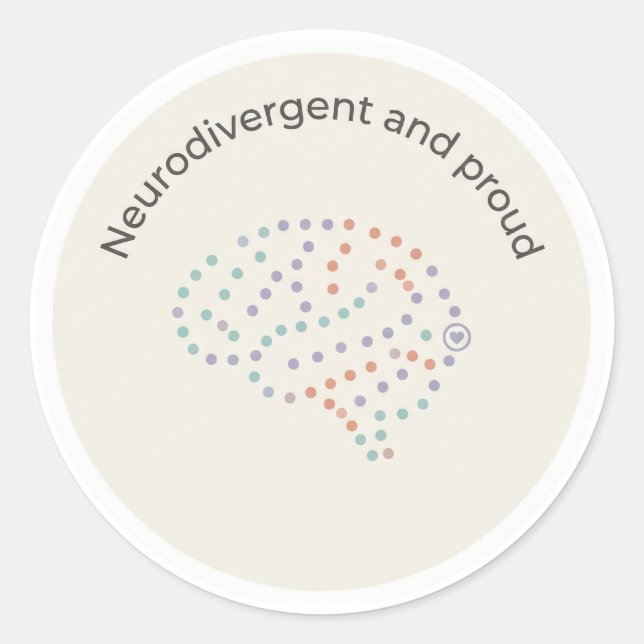Rond Neurodivergent and Proud Brain Dot Art Sticker (Devant)