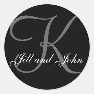 Rond Nom Initial K plus Prénoms Sticker noir