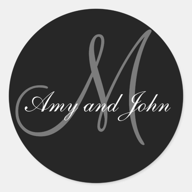 Rond Noms et Sticker Mariage Monogramme initial noir (Devant)