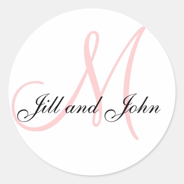 Rond Noms et Sticker Monogramme initial rose blanc (Devant)