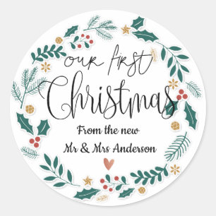 Rond Notre Premier Noël En Couple Sticker de couronne