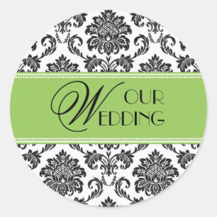 Rond Notre Sticker Mariage Apple Green Damask