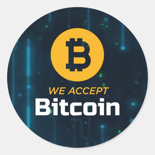 Rond Nous acceptons Bitcoin Sticker Cercle (Devant)