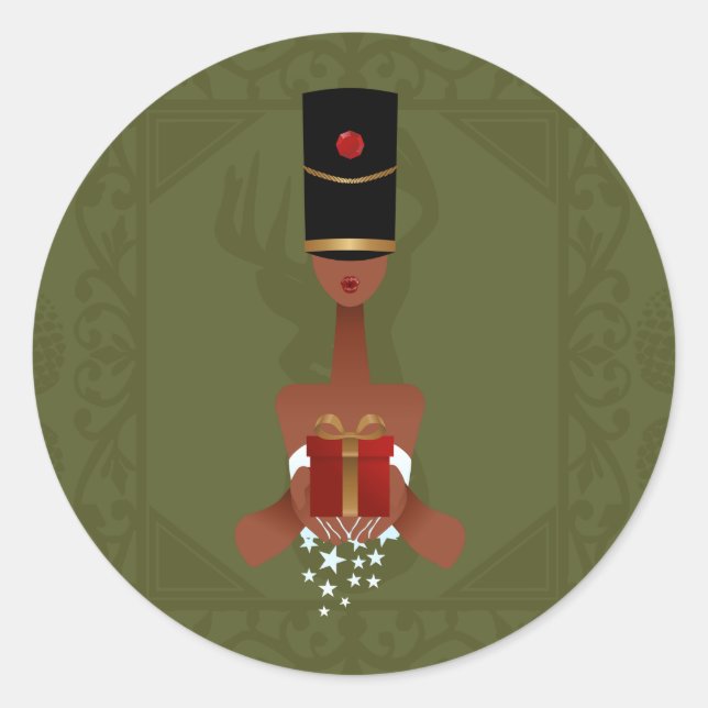 Rond Nutcracker Cadeau de Noël Sticker d'impression (Devant)