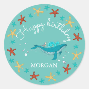 Rond Ocean Party   Joyeux Sticker Monogram Anniversaire