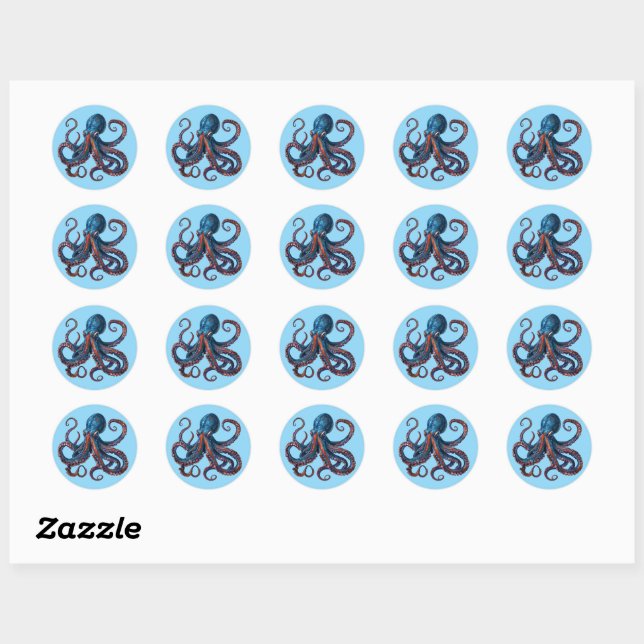 Rond Octopus Sticker Sheet - Custom Eight Arm Fun Decal (Feuille)