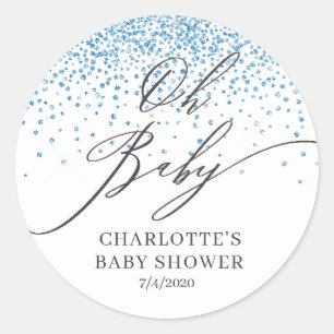 Rond Oh Baby Blue Parties scintillant Favoriser Sticker