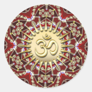 Rond OM AUM Earthy Gold Mandala Meditation Sticker Yoga