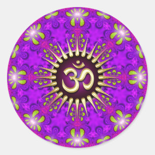 Rond Om Purple Pink Mandala Mindfult Sticker Yoga