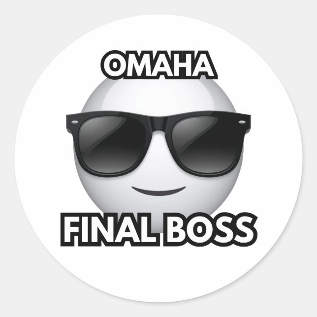 Rond Omaha Final Boss Cool Emoji Sticker (Devant)