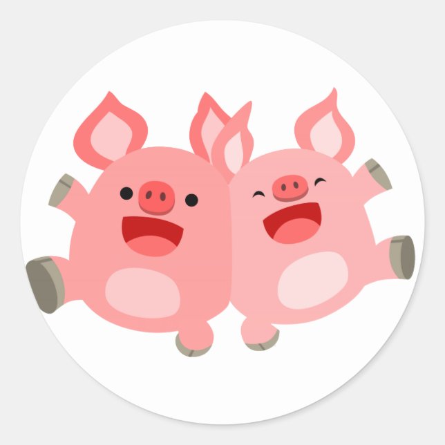 Rond OUI ! ! Sticker pour cochons de dessin (Devant)