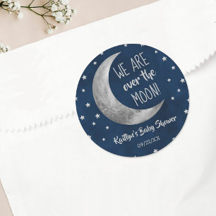 Rond Over the Moon Baby shower Classic Round Sticker