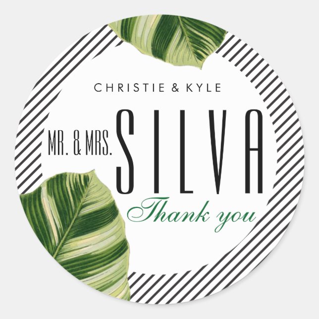 Rond Palm Tree Beach Tropical Mariage Favoriser Sticker (Devant)