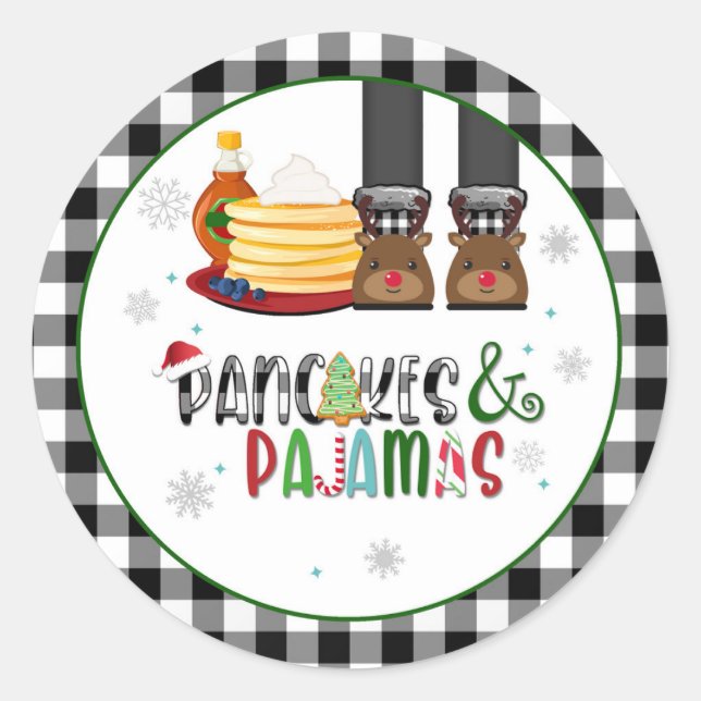 Rond Pancakes & Pyjamas Sticker de fête de Noël - WB (Devant)