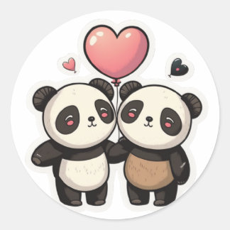Rond Panda Love : Tenir Sticker Mains