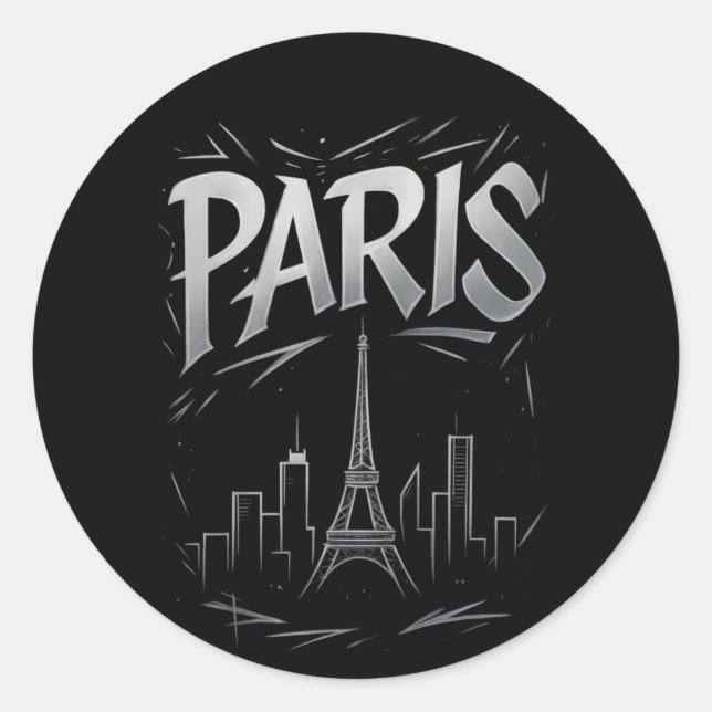 Rond Paris Skyline Sticker (Devant)