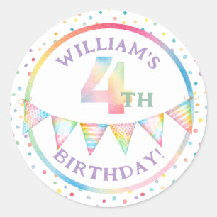 Rond Pastel Confetti 4e Anniversaire Favoriser Sticker
