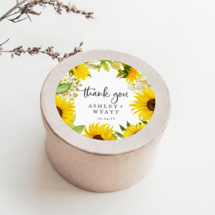 Rond Pays Merci de tournesol de mariage Favor Sticker