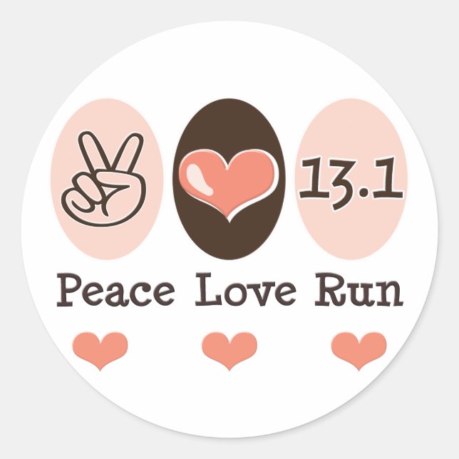 Rond Peace Love Run 13.1 Sticker à demi-marathon (Devant)