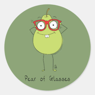 Rond Pear of Glasses mignonne & amusant Sticker
