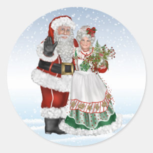Rond Père Noël et Mme Claus Sticker
