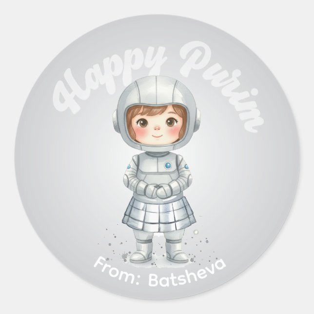 Rond Personalized Purim Sticker – Robot Theme (Devant)