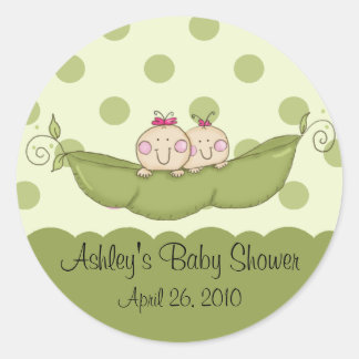 Rond Petit Pois Doux Twin Girls Baby shower Sticker