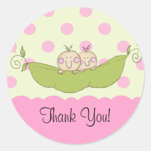 Rond Petit Pois Doux Twins Baby shower Sticker rose