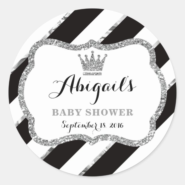 Rond Petit Sticker Princesse, Noir, Parties scintillant (Devant)