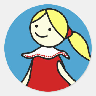 Rond Petite fille en Sticker rouge