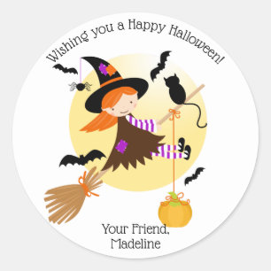 Rond Petite sorcière   Sticker pour l'Halloween pour e