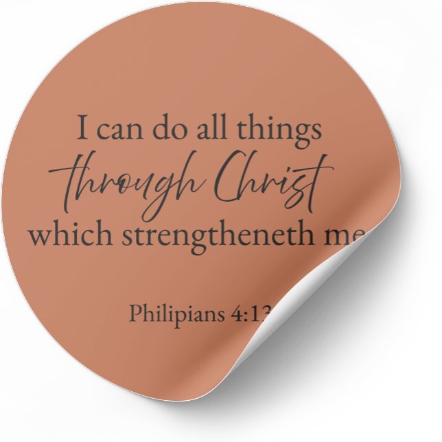 Rond Philippians 4:13 Christian Sticker (Minimalist Bible verse sticker — Philippians 4:13)