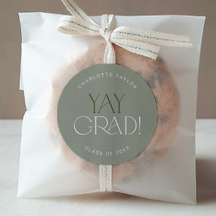 Rond Pied moderne   Sticker Green Yay Grad Graduation
