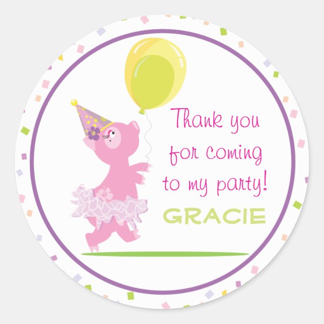 Rond Piggy Anniversaire - Favoriser Sticker (Devant)